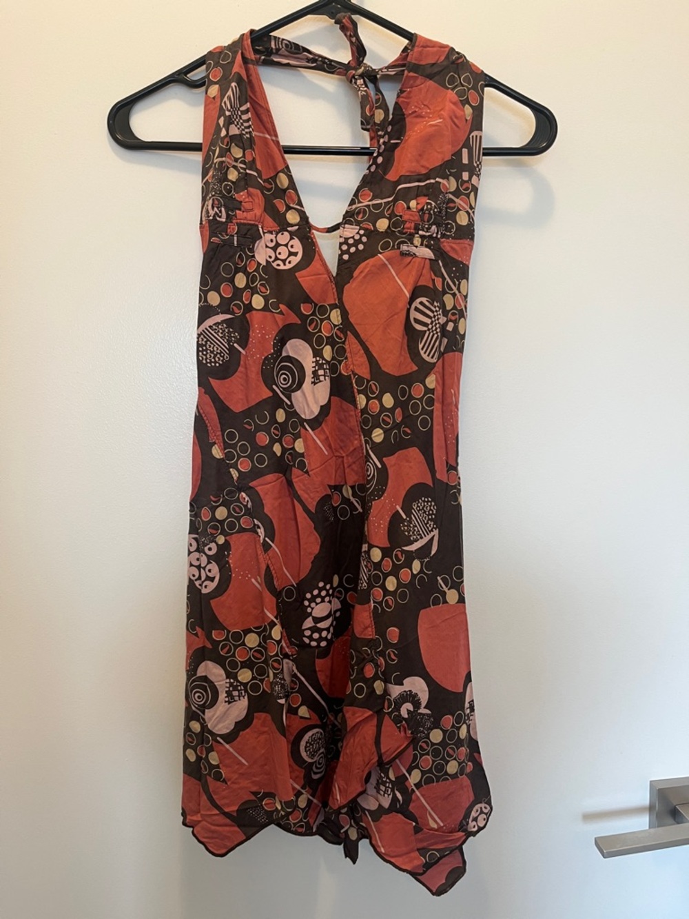 Y2K mid 2000’s Firetrap silk Halter Dress in pink print, size small, like new